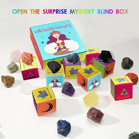 Runyangshi 1PCS Natural Crystal Raw Stone Blind Box with One Lucky Crystal Random Mystery Box Collectible Crystal Creative Series Have Citrine Celestite Malachite Amazonite etc Many Random Materials in Saudi Arabia