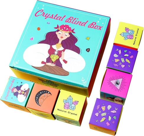 Runyangshi 1PCS Natural Crystal Raw Stone Blind Box with One Lucky Crystal Random Mystery Box Collectible Crystal Creative Series Have Citrine Celestite Malachite Amazonite etc Many Random Materials in Saudi Arabia