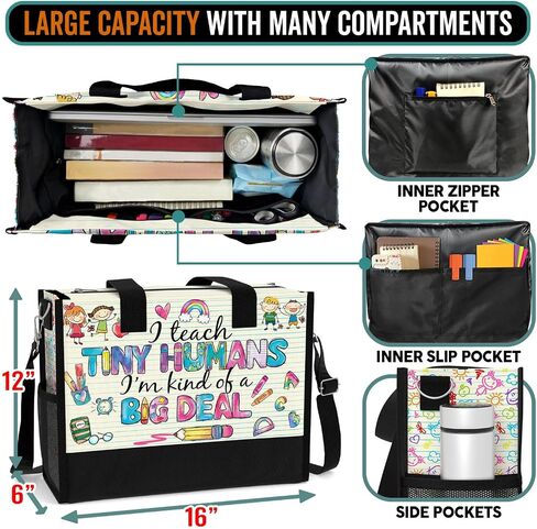 84hoods Large Waterproof Tote Bag with Pockets and Zipper for Travel, Work, Grocery. Gift for Women. Gift for Teacher. in Saudi Arabia