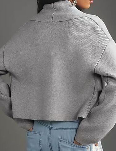 Womens Cropped Cardigan Sweaters Chunky Knit Shawl Collar Sweater Jacket Trendy Fall Winter Cardigans in Kuwait
