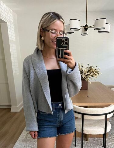Womens Cropped Cardigan Sweaters Chunky Knit Shawl Collar Sweater Jacket Trendy Fall Winter Cardigans in Kuwait