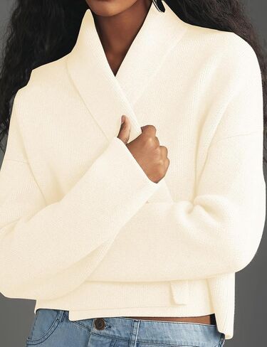 سترات صوفية نسائية مقصوصة وياقة شال مكتنزة وسترات صوفية عصرية لخريف وشتاء in Kuwait