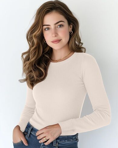Ficerd 3 Pack Viscose Women's Sweaters Crew Neck Long Sleeve Pullover Tops for Women Lightweight Sweater in Saudi Arabia