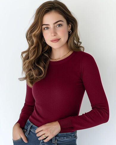 Ficerd 3 Pack Viscose Women's Sweaters Crew Neck Long Sleeve Pullover Tops for Women Lightweight Sweater in Saudi Arabia