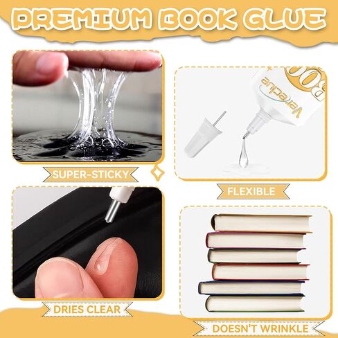 Book Glue, 120ml Flexible Book Binding Glue, Dries Clear Bookbinding Glue, Strong Book Glue Binding Repair, Paper Glue for Bookbinding and Book Repair, Paper Crafts, Scrapbooking, Collages in Saudi Arabia