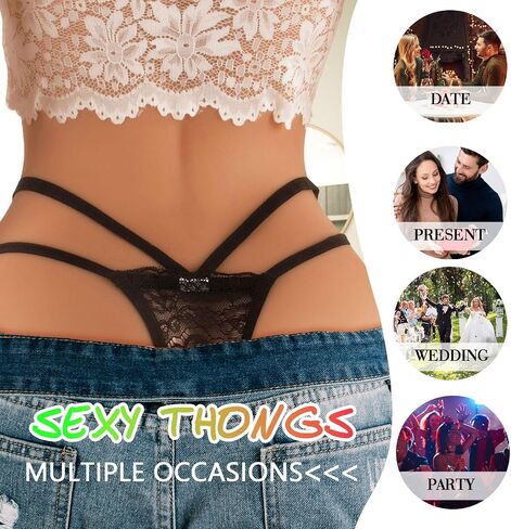 ملابس داخلية نسائية من Banamic G String ملابس داخلية من الدانتيل الزهري سراويل داخلية متوسطة الخصر in Kuwait