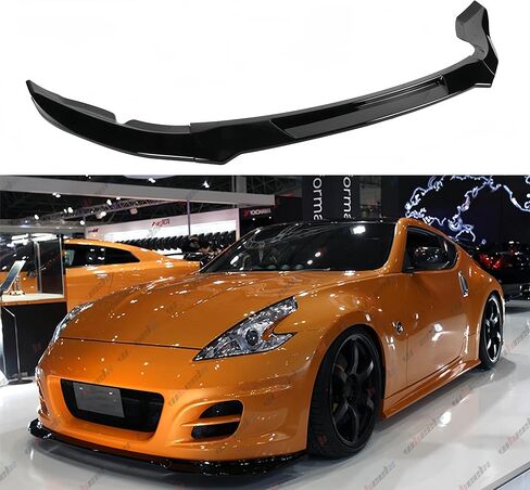 3 قطع حافة ممتصة للصدمات الأمامية متوافقة مع 2009-2012 Nissan 370Z Z34، JDM CS Style Air Dam Lower Chin Spoiler Splitter Fit for 2009 2010 2011 2012، طقم جسم الحماية (أسود لامع) in Kuwait