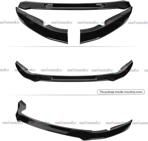 3 قطع حافة ممتصة للصدمات الأمامية متوافقة مع 2009-2012 Nissan 370Z Z34، JDM CS Style Air Dam Lower Chin Spoiler Splitter Fit for 2009 2010 2011 2012، طقم جسم الحماية (أسود لامع) in Kuwait