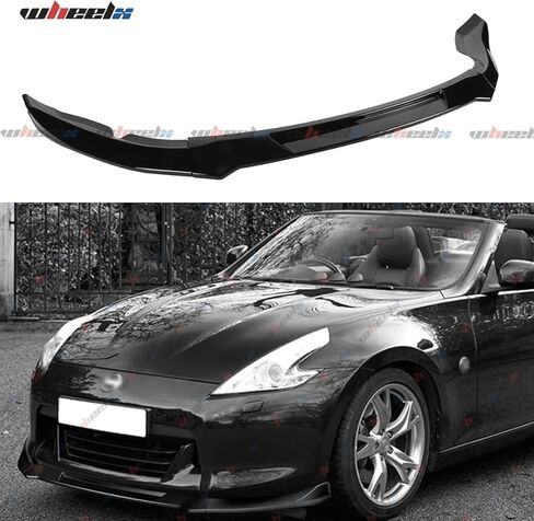 3 قطع حافة ممتصة للصدمات الأمامية متوافقة مع 2009-2012 Nissan 370Z Z34، JDM CS Style Air Dam Lower Chin Spoiler Splitter Fit for 2009 2010 2011 2012، طقم جسم الحماية (أسود لامع) in Kuwait