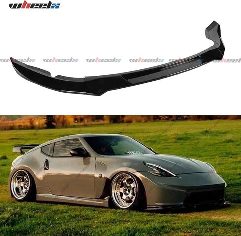 3 قطع حافة ممتصة للصدمات الأمامية متوافقة مع 2009-2012 Nissan 370Z Z34، JDM CS Style Air Dam Lower Chin Spoiler Splitter Fit for 2009 2010 2011 2012، طقم جسم الحماية (أسود لامع) in Kuwait