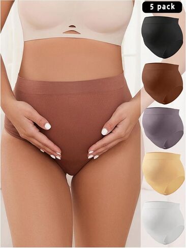 MakeMeChic Women's Maternity Panties 5 Pack Over Bump Belly Support Full Coverage Soft Pregnancy Underwear in Saudi Arabia