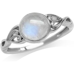 Silvershake 7MM Genuine Round Shape Gemstones White Gold Plated or Yellow Gold Plated 925 Sterling Silver Victorian Style Solitaire Ring Jewelry for Women