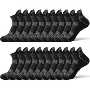 JOYNÉE 10 Pairs Mens ankle running socks mens athletic low cut socks with Tab,Black,Sock Size:10-13