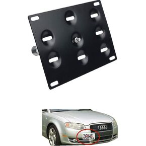 Dewhel Front Bumper Tow Hook License Plate Mount Bracket Holder Bolt On No-Drill Modification Tow Eye LP Holder for 01-08 Audi A4 S4, 05-11 A6 S6