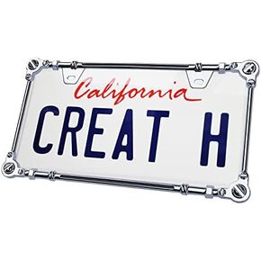 Creathome 3D Chrome License Plate Frames, Pure Zinc Alloy Metal with Screw Pattern