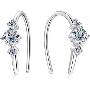 14K Gold Over S925 Sterling Silver 0.5 Carat Round Cut Diamond Earrings with VVS1 Clarity，Elegant U-Shaped Hoop Earrings for Women, A Thoughtful Gift