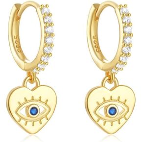 Dainty Huggie Hoop Earrings with Dangle for Women, Solid 925 Sterling Silver Small Huggie Earring with Drop Charms Jewelry Gift for Her