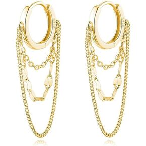 Gold Chain Hoop Earrings for Women Gold Huggie Hoop Earrings Silver Chain Drop Earrings Layered Tassel Hoop Earrings Party Jewelry Accessories