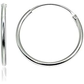 Sterling Silver Small Medium Large Endless Round Thin Lightweight Continuous Endless Hoop Earrings for Women Men in Kuwait