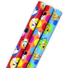 Hallmark Disney Wrapping Paper Rolls for Kids Birthdays, Christmas, Any Occasion (Set of 3 Rolls: 60 sq. ft. ttl.) Mickey Mouse, Minnie Mouse, Pluto, Donald Duck, Daisy Duck