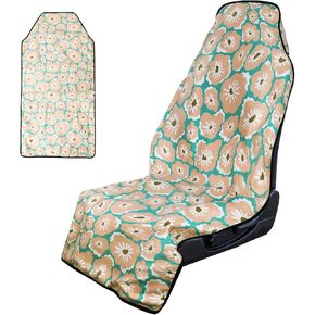 Booty Barrier - Highly Water-Resistant Washable Car Seat Cover for Post-Workout and Kids - Soft, Absorbent, Eco-Friendly Fabric Made from Recycled Water Bottles (Mint Blossom)