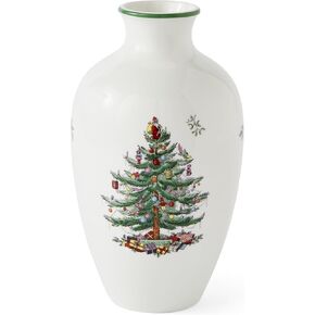 Spode Christmas Tree 10" Posy Vase - Elegant Ceramic Flower Vase, Holiday Centerpiece Vase for Floral Arrangements & Home Decor- Beautiful Handcrafted Vase for Festive Decorations