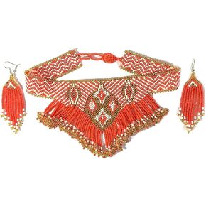 Native American Style Choker Beaded Necklace– Ukrainian beaded Necklace Native Handmade Seed Bead Necklace,Tribal ethnic beaded necklace