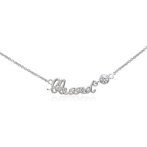 B. BRILLIANT Cubic Zirconia Inspirational Necklace for Women Men, Layered Necklace, Short Minimalist Dainty Choker Chain Necklace Sterling Silver