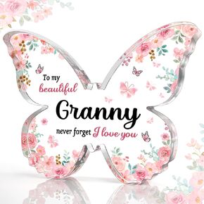 Gifts for Granny, Unique Granny Gifts Ideas - 5x3.8x0.5 Inch Butterfly-Shaped Acrylic Plaque Keepsake - Mothers Day Gift, Grandparent Day Gift, Birthday Christmas Gift for Granny
