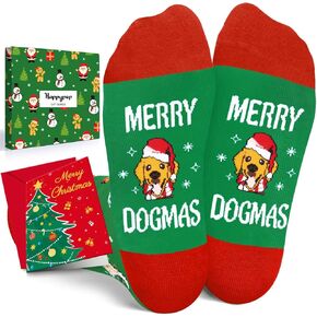 HAPPYPOP Christmas Gifts Stocking Socks for Boys Girls - Dog Cat Lover Gifts for Teens Kids With Greeting Card