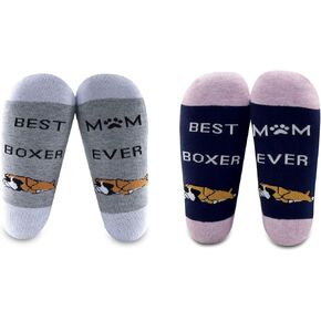 MBMSO 2 Pairs Boxer Mom Socks Best Boxer Mom Ever Boxer Dog Gifts Boxer Lover Gifts