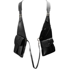 Hidden Underarm Adjustable PU Leather Shoulder Bag Outdoors Mobile Men's Retro Backpack with Underarm Crossbody Bag