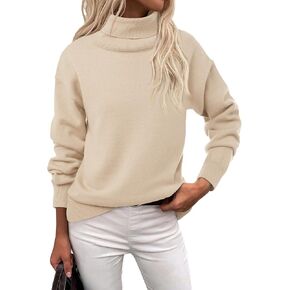 Saodimallsu Womens Oversized Turtleneck Sweaters Long Sleeve Soft Knit Casual Tunic Sweater Tops