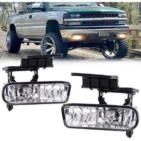Fog Lights Assembly for 1999-2002 Chevy Silverado 1500 2500, 2000-2001 Chevy Silverado 3500, 2000-2006 Chevy Suburban/Tahoe Fog Light Compatible with 880 12V 27W Bulbs
