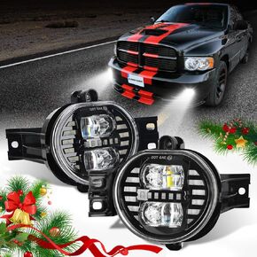 LED Fog Lights with White DRL Compatible with Dodge Ram 1500 Ram 2500 3500 Durango Pickup Truck 2002-2009 Fog Lamps Replacement Black - Pair