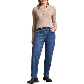 Tribal Women's Audrey Girlfriend Straight Ankle Jeans with Contrast Waistband