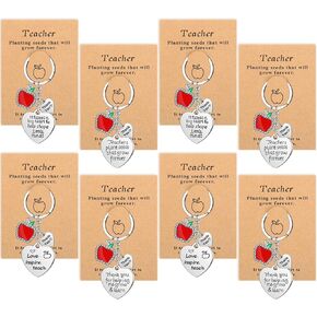 Henoyso 8 Pcs Teacher Appreciation Gifts Teacher Keychain Set for Women Thank You Gifts for Teachers Birthday Gifts for Teachers (Pretty Style)