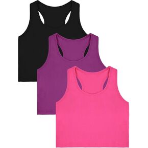 Bencailor 3 Pcs Girls Dance Tank Top Racerback Crop Tank Top Sleeveless Girls Tops Vests for Children