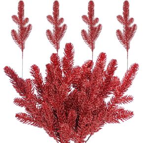 18 قطعة من فروع الصنوبر الاصطناعي اللامعة من إبر الصنوبر لعيد الميلاد وفروع حشو شجرة الكريسماس وهمية من صنوبر عيد الميلاد وجذع لتزيين شجرة عيد الميلاد وإكليل عيد الميلاد وديكور مزهرية (ذهبي) in Kuwait