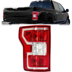 HECASA Tail Light Left Compatible with 2018-2020 Ford F-150 Taillights Replacement for JL3Z-13405-H FO2800265C Red Lens & Chrome Housing Plastic