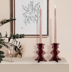 2PCs Acrylic Candle Holders Centerpieces for Table, Taper Candle Holder for Wedding Decor, Dining Room, Halloween, Christmas Decorative Candlestick Holder, Taper Candle Holder Set