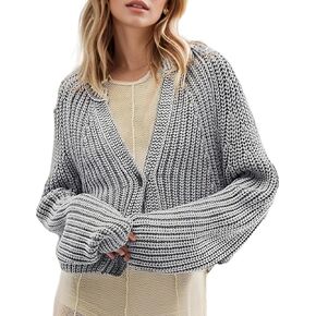 Arssm Womens Chunky Cardigan Knit Open Front Button Down Sweaters Oversized Slouchy Long Sleeve Fall 2024 Trendy Outwear