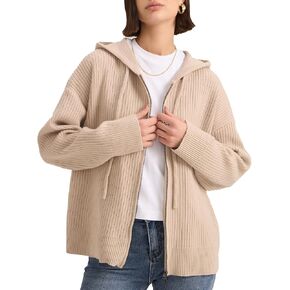 Womens Hoodies Zip Up Sweatshirt Fall Fashion 2024 Knit Cardigan Oversized Sweaters for Women