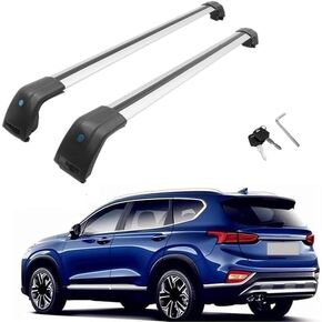 MotorFansClub حامل سقفي قضبان متقاطعة تناسب Hyundai Santa Fe 2019 2020 الأمتعة الأمتعة البضائع سقف علوي السكك الحديدية in Kuwait