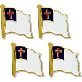 stidsds Christian Flag Pin - Christian Flags Pins Lapel Christians Flag Enamel Lapel Pin Men Women Suit & Waving Patriotic Metal Badge Souvenir Hat Backpacks Decoration(4 Pack)