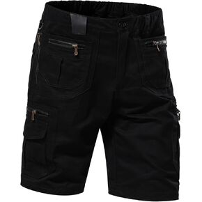 Mylldey Mens Cargo Shorts 12 Pockets Hiking Shorts Regular Fit Men's Elastic Waist Cotton Cargo Long Shorts