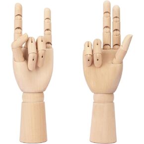 kukmakri 4 PCS 12 inch Artist Hand Model Wooden Mannequin Hand for Drawing, Wooden Hand Model Left and Right, Wood Model Hand for Sketching, Drawing & Art Supplies Home Office Desk Decoration