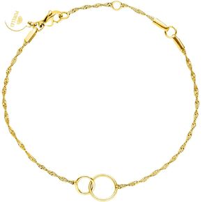 PURELEI® Kekahi Bracelet (18K gold plated) – Elegant women's bracelet with two interlocking rings – stainless steel jewelry – Adjustable length 5.91-7.48 inches – Fashion jewelry for your individual look