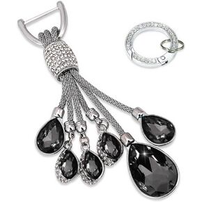 Bling Crystal Car Keychain for Women, Fashion Keychain Accessories with Bling Rhinestones, Car Key Decorations for Women (White)