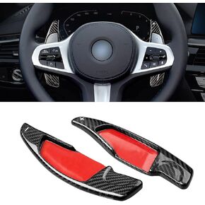 Real Carbon Fiber Paddle Shifter Extension Cover Compatible with BMW 2 3 4 5 6GT 7 8 Series G01 G38,X3 X4 X5 X6 X7 M5 M8 X3M X4M X5M X6M XM Z4 Steering Wheel Paddle Shifter 2016-2025